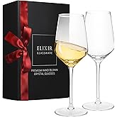 ELIXIR GLASSWARE Hand Blown Red & White Wine (White Wine Glass Set of 2 13oz, 2 count)