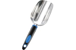 Sinoer Transplanter Trowel, Soil Scoop - Extra Large Aluminum Scoop for Soil, Fertilizer, Feed Scoop - Double Size Moves 2X V