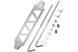 ARONOVA Battery Hold Down Sets,With Billet Aluminum Battery Tie Down Bracket and 18-8(304) Stainless Steel J bolts (Silver, 10 inch bolts)