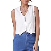 CIMUK Women's Denim Vest V Neck Button Down Sleeveless Waistcoat Vest Top Western Outfits Casual Jean Vests