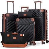 Cosbarn Luggage Sets 5 Pcs Suitcases with Wheels, 20"/24"/28",Black | Luggage With TSA-Approved Lock,Lightweight ABS Travel Luggage,Large Suitcases,360&deg; Spinner Wheels,For Men&amp;Women
