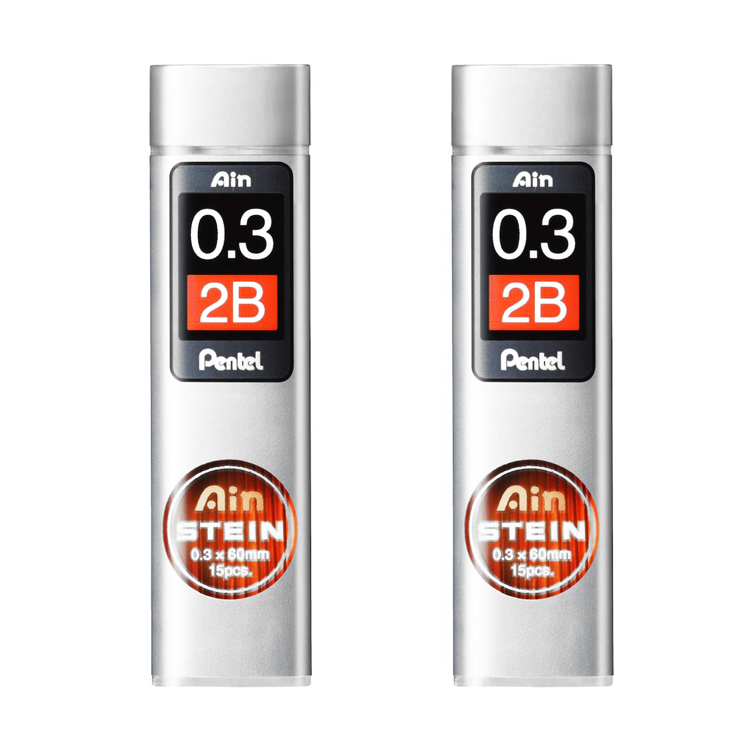 Pentel Ain Stein Mechanical Refill Leads - Pack of 2 Tubes (0.3MM 2B)