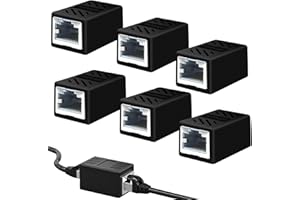 6 Pack RJ45 Ethernet Coupler Extending ethernet Cables Female to Female Ethernet Coupler Adapter for Cat7 Cat6 Cat5e Cat5 Con
