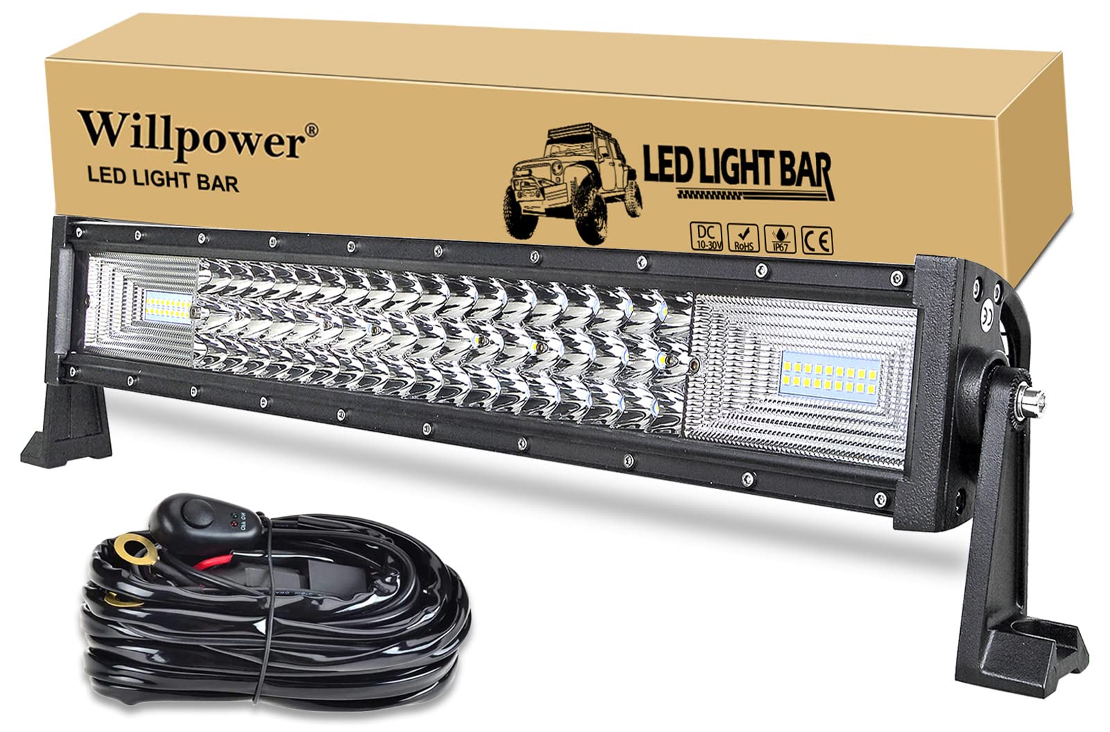 Willpower LED Light Bar 22 Inch 270W Super Bright Led Off Road Work Light Bar Spot Flood Combo Driving Lights with Wiring Harness Kit for Car Tractor Truck ATV SUV Boat
