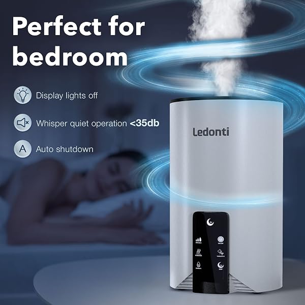 HUMIDIFIERS FOR BEDROOM SMART CONTROL – DUAL MIST COOL & WARM MIST HUMIDIFIER 4L BIG CAPACITY TOP FILL WATER TANK, QUIE HUMIDIFIER, FOR LARGE ROOMS HOME LIVING OFFICE BABY – ULTRASONIC HUMIDIFIER