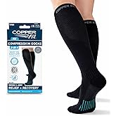 Copper Fit womens Ice Menthol Infused Compression Socks, Black, Large-X-Large US