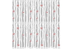 SANBAO STUDIO Ceramic Decals, Underglaze Transfer - Birch & Cardinals (White)