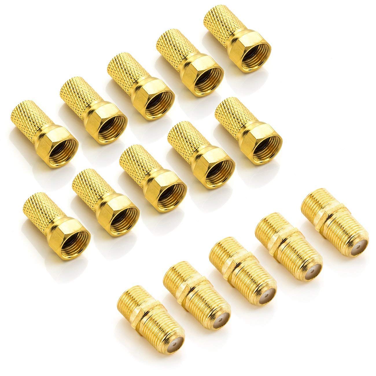 deleyCON F-Plug Set with 5x Connector & 10x F-Plug 7mm Rubber Seal Wide Nut Coaxial Cable Antenna Cable for Sat Cable BK Systems