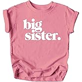 Bold Big Sister Colorful Sibling Reveal Announcement T-Shirt for Baby and Toddler Girls Sibling Outfits
