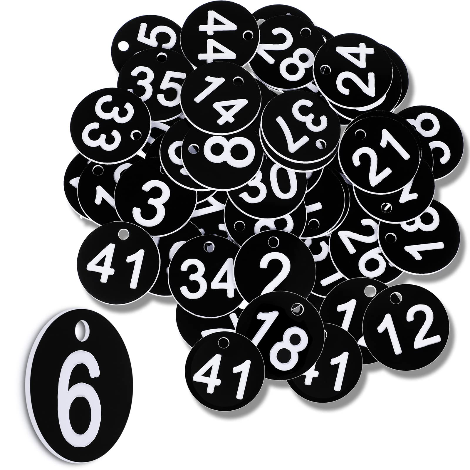 Black Number Tags 1-50 Plastic Numbered Tokens Plastic Table Numbers Numbered Labels Key Tags with Labels Key Tags for ID Cloakroom Car Luggage Dormitory Distinguish Locker Hotel Home Key Bag
