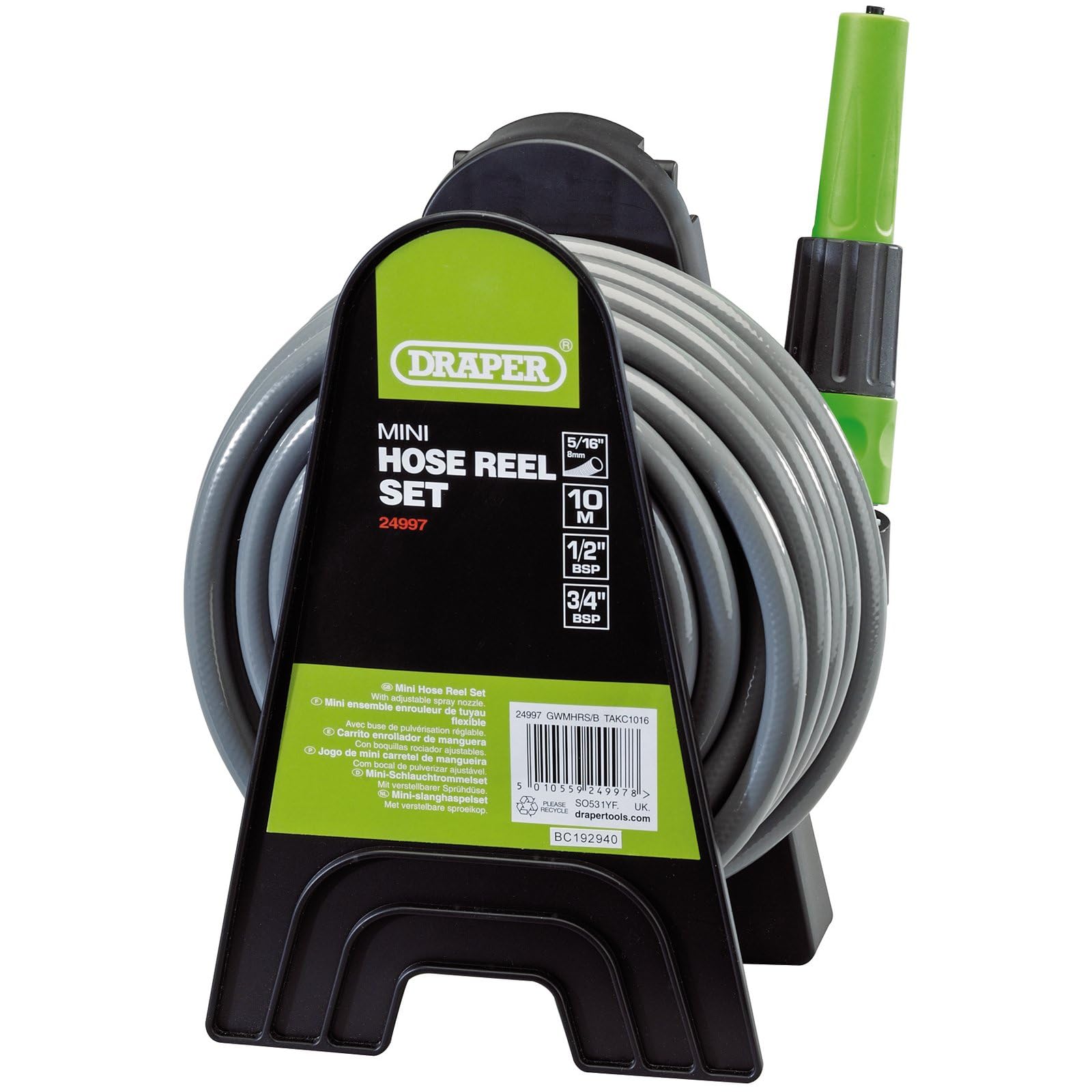 Draper 24997 Mini Hose Reel Set, 8mm Bore, 10m