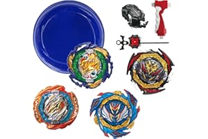 ASVEXKW Battling Tops Burst Toy Game 4 Set Spinning Tops 2 Launchers Battle Battling Tops Set Great Birthday Gift for Children Kids Boys Ages 6+ (1854) Multicolor