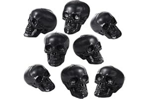 Yalikop 9 Pcs Halloween Skull Figurine 2.4 Inch Skeleton Head Table Decor Figurines Skulls Heads Halloween Prank Props for DIY Crafts Home Decoration Party Favors Gift Filling Ornament