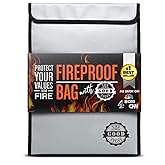Fireproof Document Bag Legal Size: 15" x 11" [2000°F UL Certified] Protect Birth Certificates, Contracts, Legal Papers, Cash, and Other Valuables - Water and Fire Resistant File Bags