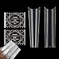 HWHUNO 480Pcs NO C Curve XXL Square&Coffin Nail Tips Clear 2 Shape Set, Half Cover Straight Ballerina Nails Extension for Salon Home DIY