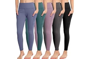 CHRLEISURE Girls' Athletic Leggings with Pockets, 5 Packs Kids Teen Dance Yoga Workout Running Pants for 5-15 Years