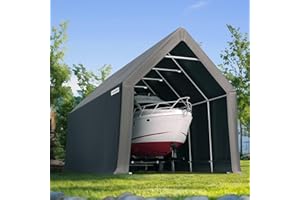 KING BIRD Heavy Duty 13X20FT RV Carport - 12.3FT Ultra High Peak Storage Shed Shelter for Trucks/SUVs with Roof Racks, Boats. Outdoor Anti-Snow Car Canopy-Dark Gray