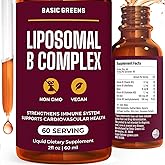 BASIC GREENS Liposomal B Vitamins Complex Liquid – High Absorption for Energy, Brain & Skin Health, Hair & Nails, Advanced Liposomal Delivery, Vegan, Non-GMO, 2 Fl Oz