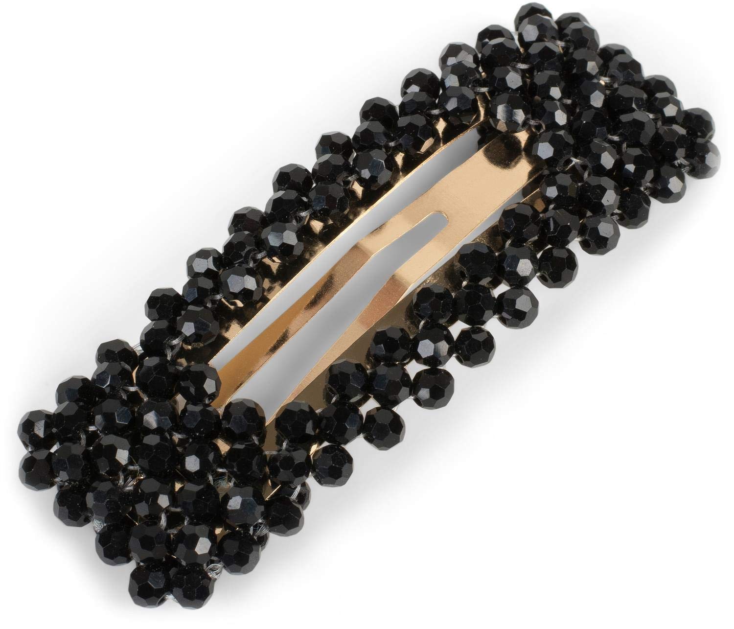 styleBREAKER women rectangular hair clip with plastic beads and clip closure, hair clip, clasp 04027007, color:Black