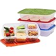 EasyLunchboxes® - Patented Design Bento Lunch Boxes - Reusable 5-Compartment Food Containers for School, Work, and Travel, Se