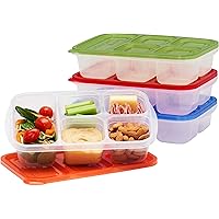 EasyLunchboxes® - Patented Design Bento Lunch Boxes - Reusable 5-Compartment Food Containers for School, Work, and Travel, Se