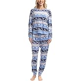 MUK LUKS Women's 2 Piece Pajama Set, Long Sleeve Shirt and Joggers - Silky Velour Mountain Vibes - Pijamas de Mujer