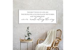 LUZHIQIANG The Best Things in Life Wall Decor Sign 24 x 10 Inch Memories Inspirational Quotes Wood Framed Family Entryway Living Room Home Wall Art for Farmhouse Bedroom Room (White)