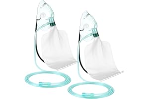 Geiserailie 2PCS XL Non Rebreather Oxygen Mask with Reservoir Bag, Non Rebreathing Oxygen Mask with 6.6ft Tubing and Adjustable Elastic Strap