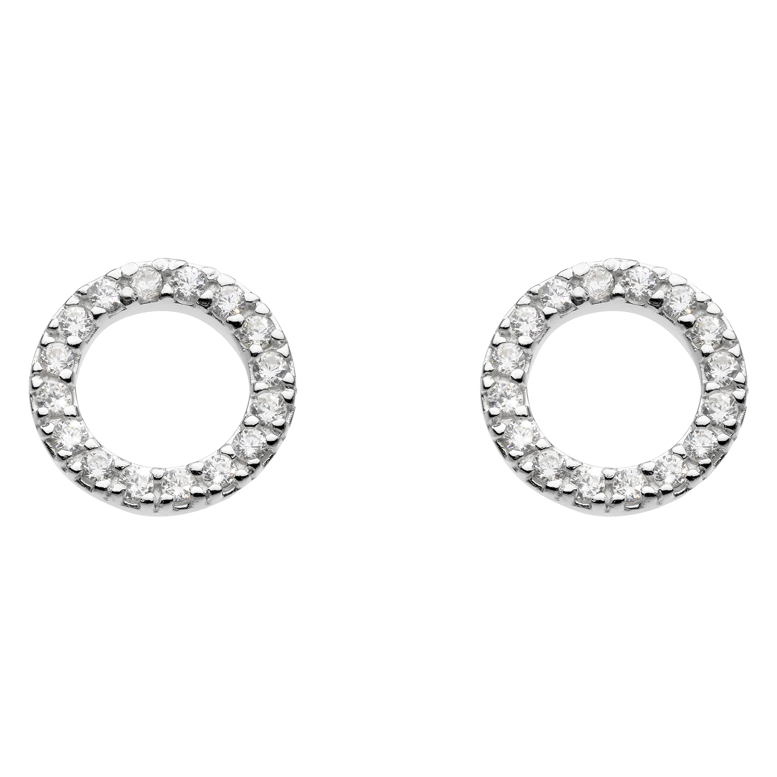 DEW Sparkling Circle Stud Earrings – Sterling Silver, Pavé Cubic Zirconia, Simple and Classic Geometric Design — image 1