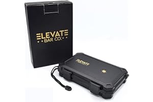ELEVATE BAR CO. Travel Humidor Cigar Carrying Case - 5- Count- Waterproof, Crushproof, Airtight Seal, Durable Black Portable Case