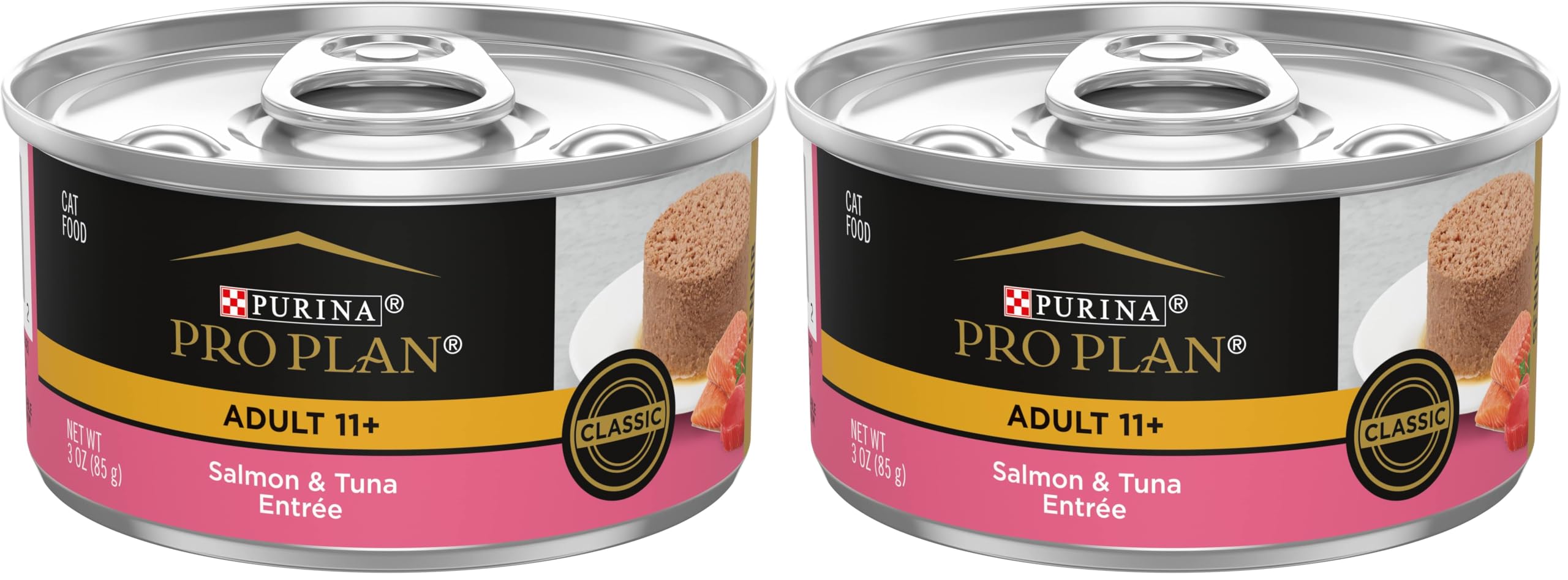 Purina Pro Plan Pate High Protein Senior Wet Cat Food,Senior 11+ Salmon & Tuna Entree - 3 oz. Pull-Top Cans,(Pack of 48) Image