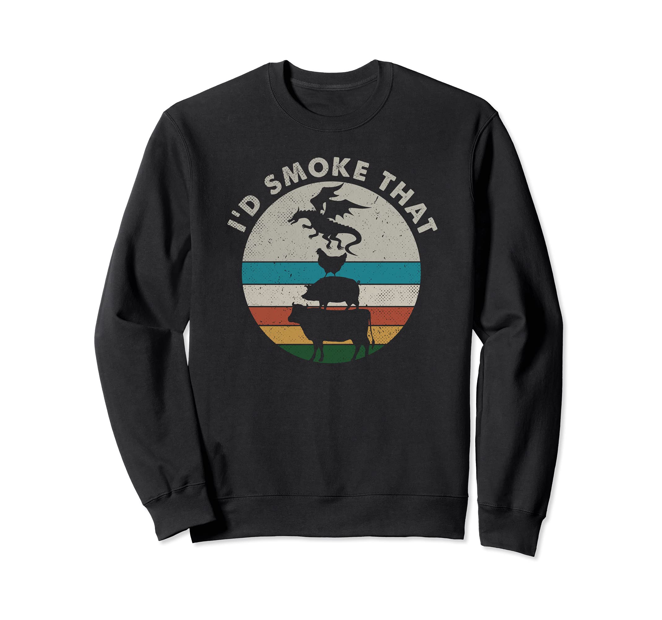I'd Smoke That Dragon Funny BBQ Vintage Meat Smoker Grill Sweatshirt