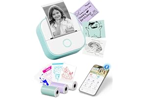 Memoking Sticker Printer - T02 Mini Printer Print Pods Portable Thermal Inkless Sticker Maker Machine Bluetooth Photo Printer