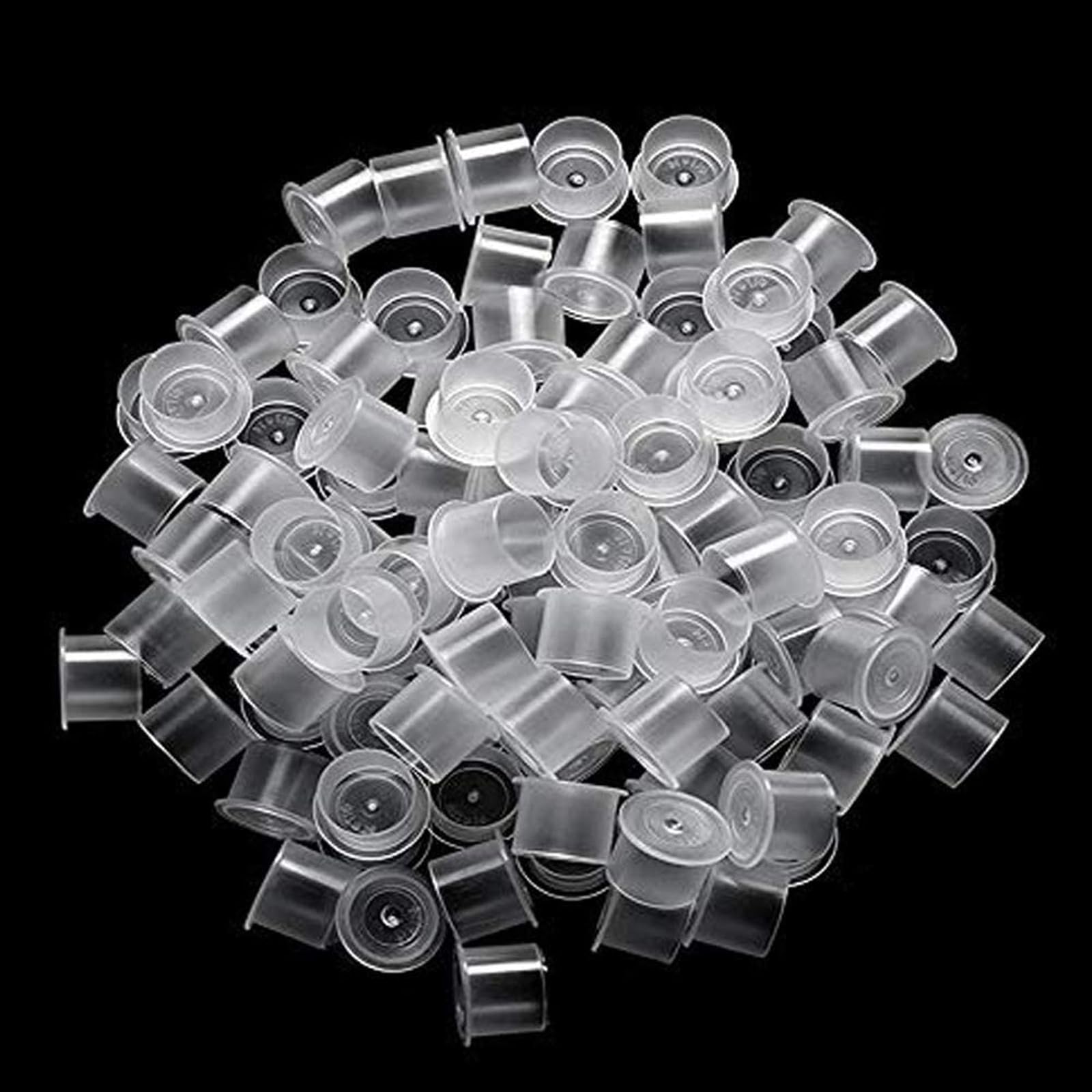Unihuby 500pcs Tattoo Ink Cups With Base - White Clear Pigment Caps #11 Small Sizes for Tattoo Kit