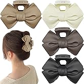 4 PACK Bow Claw Clip, Non-Slip Bow Claw Clip, Middle Claw Clips, Matte Neutral Hair Clips, for Thin Hair and Thick Hair Claw Clips for Long Hair Cute Hair Clip Hair Accessories for Women