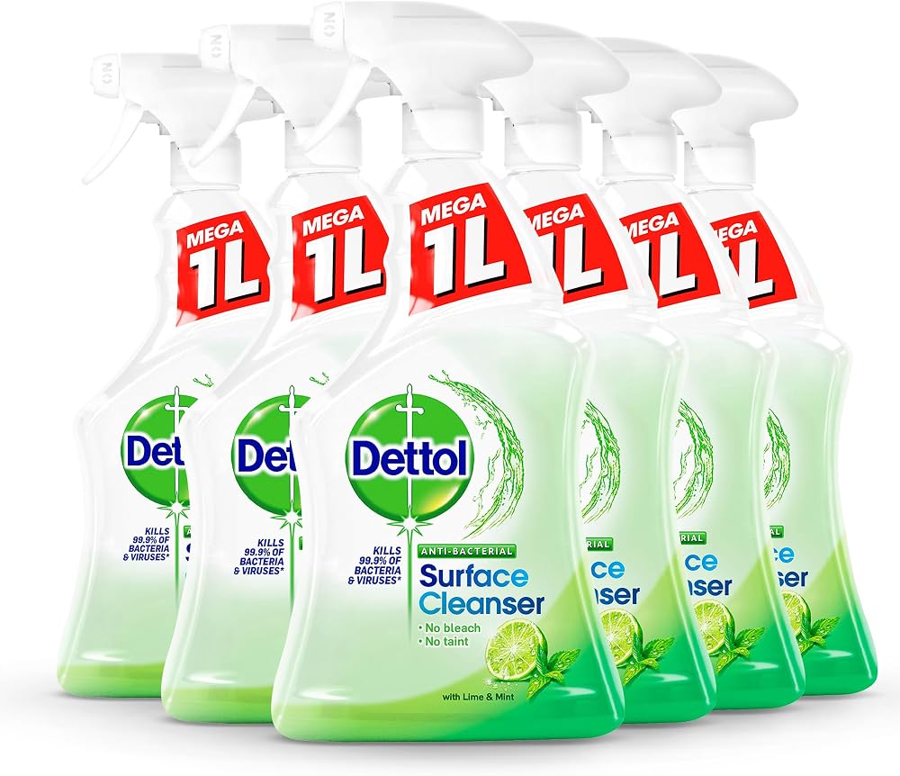 Dettol Antibacterial Disinfectant Spray Lime & Mint 6x1L Pack