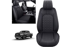 YIERTAI Dodge RAM Seat Covers Fit for 2009-2023 2024 2025 1500/2500/3500HD Pickup Front Seats Only Crew Double Cab Quad Cab Waterproof Leather Seat Covers(2 PCS Front only/Black)