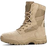 FREE SOLDIER Men's Work Tactical Boots 8 Inches Lightweight Combat Boots Durable Suede Leather Military Boot Desert Boot