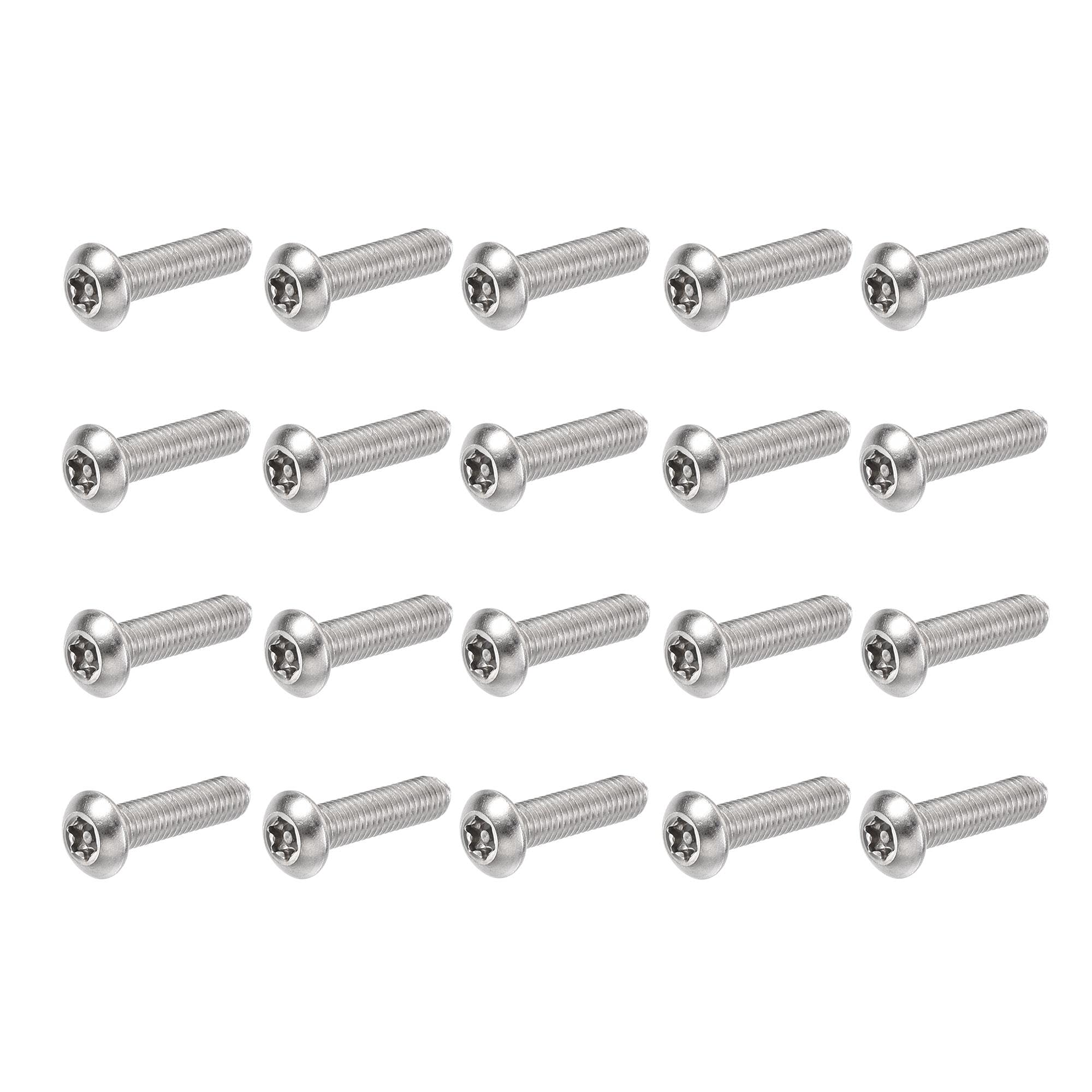 sourcing map M5x20mm Torx Security Machine Screw, 20pcs Pan Head Screws Inside Column, 304 Stainless Steel Fasteners Bolts