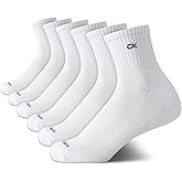 Calvin Klein Womens High Quarter Socks - 6 Pack Performance Cushioned Crew Cuffed Athletic Socks for Women with Arch Support
