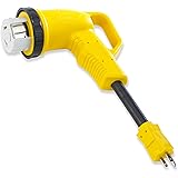 Leisure Cords 12" 90-Degree Dogbone RV Adapter 15 Amp Male and 50 Amp Female with Twist Lock and LED Power indicator (15 Amp 