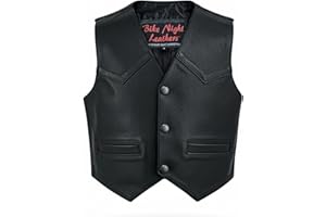DS DANIEL SMART Daniel Smart Toddler Leather Vest, Premium Cowhide Leather Toddler Vest, Unique Plain Sides Design Kids Vest Multiple Pockets