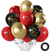 21st Birthday Balloons 12pcs Red Black and Gold Happy 21st Birthday Latex Confetti Balloons Red Black and Gold 10 Year Old Party Balloons for Boys Girls Kids Birthday Graduation Testival Decoration