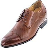 CALTO Men's Invisible Height Increasing Elevator Shoes - Brown Premium Leather Lace-up Formal Oxfords - 3 Inches Taller - Y40201 - Size 7 D(M) US