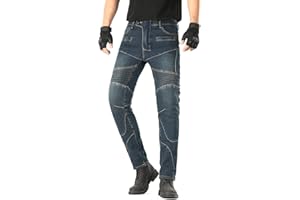 MOETCEYS Men Motorcycle Pants with Armor Dirt Bike Riding Pants Motocross Motorbike Biker Denim Jeans with Hip Knee Pads
