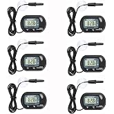 AQUANEAT Aquarium Thermometer, Fish Tank Thermometer, Digital Temperature Test, with Large LCD Display (6 Packs)