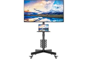 BONTEC Rolling TV Stand with Pegboard Storage for 23–60 Inch TVs, Holds, Height Adjustable Mobile TV Cart on Metal Wheels with Shelf & Cable Management,Holds up to 88 lbs, Max VESA 400x400mm