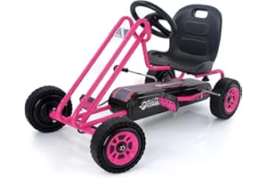 hauck Kids Pedal Go Kart, 4 Wheel Bike Cart, Ride for Ages 4-8, Pink - Outdoor Bicycle Karts with Plastic Wheels for Boys and Girls