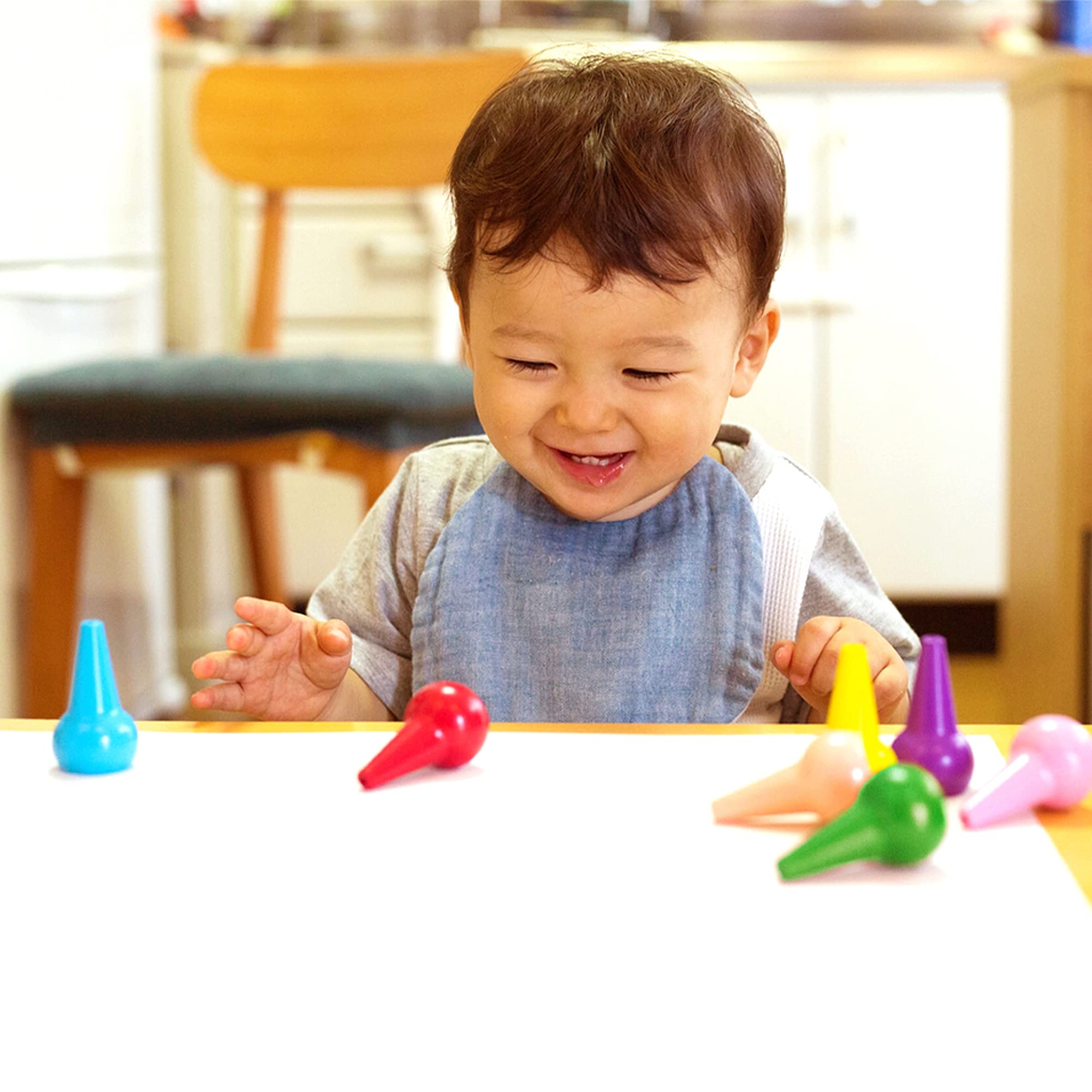 Gibot 12 Colors Toddlers Crayons Palm Grip Crayons, Sticks Stackable Toys Safe for Kids, Children, Boys and Girls