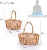 woodluv Storage Baskets Set of 2 Round Wicker Handles Natural view 8